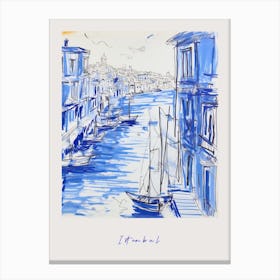 Istanbul Turkey Mediterranean Blue Drawing Poster Canvas Print