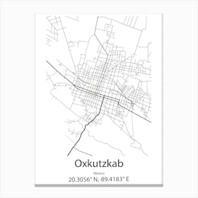 Oxkutzkab,Mexico Minimalist Map Canvas Print