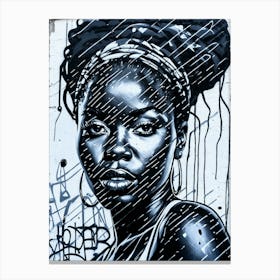 Graffiti Mural Of Beautiful Black Woman 125 Canvas Print