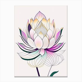 Lotus Flower Pattern Abstract Line Drawing 3 Canvas Print