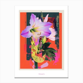 Amaryllis 2 Neon Flower Collage Poster Canvas Print