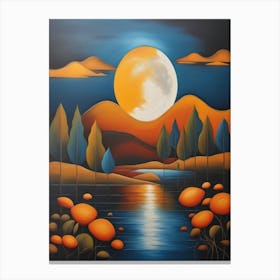 Full Moon Over Water Canvas Print