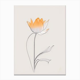 Amur Lotus Minimal Line Drawing 2 Canvas Print