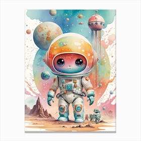 Kitty Astronaut vintage retro sci-fi art Canvas Print