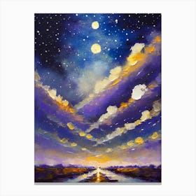 Moonlight Over The River Canvas Print