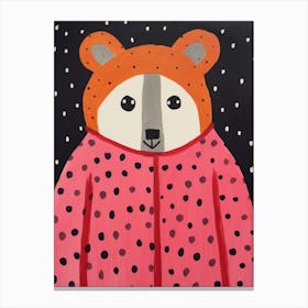 Pink Polka Dot Red Panda 4 Canvas Print