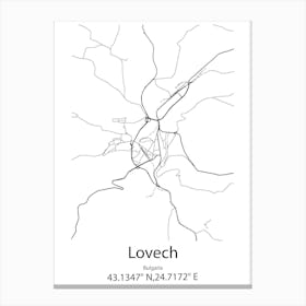 Lovech,Bulgaria Minimalist Map Canvas Print