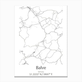 Balve,Germany Minimalist Map Canvas Print