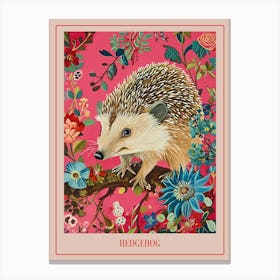 Floral Animal Painting Hedgehog 7 Poster Canvas Print