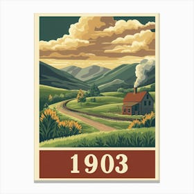 Aihrgdesign A Retro Poster Of A Peaceful 1903 Countryside Fea 032c2568 608e 44d1 87b6 1e714162e854 3 Canvas Print