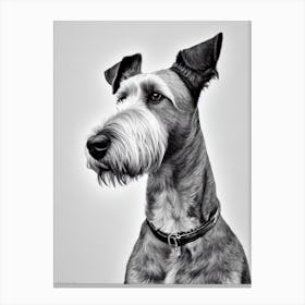 Airedale Terrier B&W Pencil dog Canvas Print
