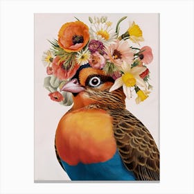 Bird With Flowers On Its Head 2 Canvas Print