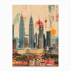 Kuala Lumpur   Retro Collage Style 3 Canvas Print