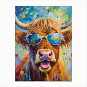 Highland Cow In Sunglasses Canvas Print