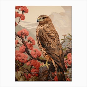 Dark And Moody Botanical Red Tailed Hawk 1 Canvas Print