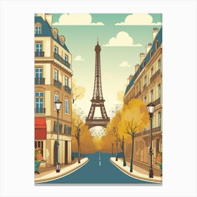 Paris Street With Eiffel Tower Canvas Print