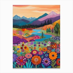 Colorful Landscape With Mountain and Flowers 11 Canvas Print