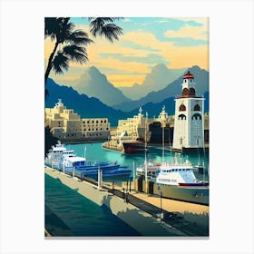 Port Of Muscat Oman Vintage Poster harbour Canvas Print