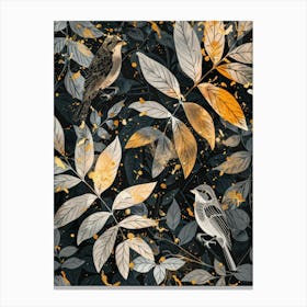 Birds And Leaves Canvas Print