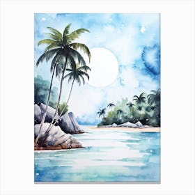 Watercolour Of Anse Source D Argent   La Digue Seychelles 1 Canvas Print