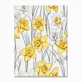 Daffodils, Minimalist Drawing Canvas Print