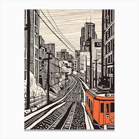 Berlin Linocut Illustration Style 2 Canvas Print