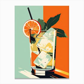 Mohito In A Glass, Mid century Canvas Print