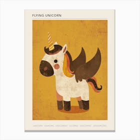 Unicorn Pegasus With Wings Cute Kids Muted Pastel 2 Poster Canvas Print