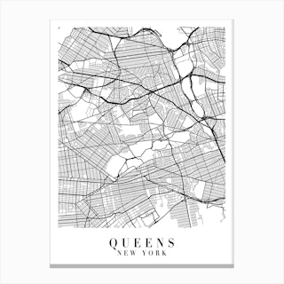 Queens New York Street Map Minimal Canvas Print