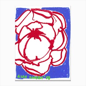 White flower on blue Canvas Print