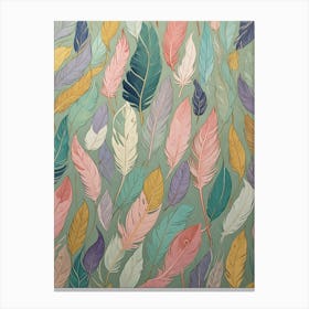Pastel Feather Pattern Canvas Print