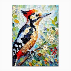 Mosaic woodpecker Bird Canvas Print