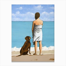 Woman with Dog Canvas Print