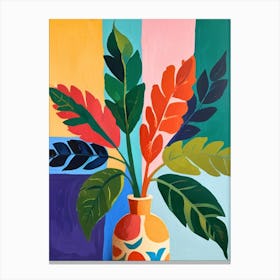 Tropical Leaves In A Vase Canvas Print