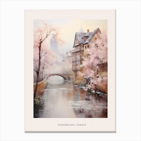 Dreamy Winter Painting Poster Strasbourg France 3 Canvas Print