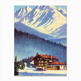 Le Grand Bornand, France Ski Resort Vintage Landscape 1 Skiing Poster Canvas Print