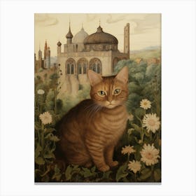 Cat In Front Of A Medieval Castle 6 Canvas Print
