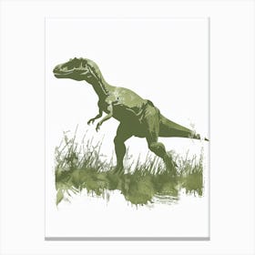 Green Dinosaur Silhouette 6 Canvas Print