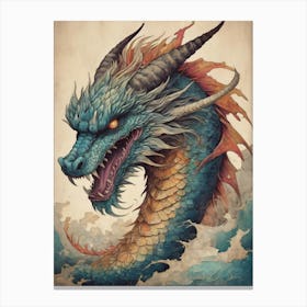 Japanese Dragon Vintage Painting (9) Canvas Print