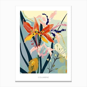 Colourful Flower Illustration Poster Columbine 2 Canvas Print