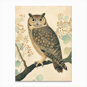 Burmese Fish Owl Vintage Illustration 4 Canvas Print