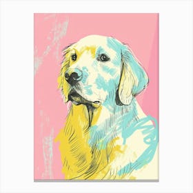Golden Retriever Dog Pastel Line Watercolour Illustration  2 Canvas Print