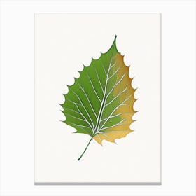 Sycamore Leaf Warm Green Line Art Canvas Print