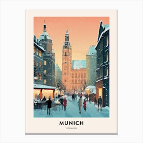 Winter Night  Travel Poster Munich Germany 3 Canvas Print
