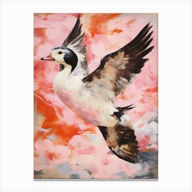 Pink Ethereal Bird Painting Bufflehead 2 Canvas Print