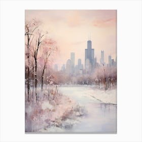 Dreamy Winter Painting Chicago Usa 1 Canvas Print