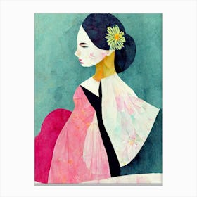 Girl With A Pink Dress Canvas Print