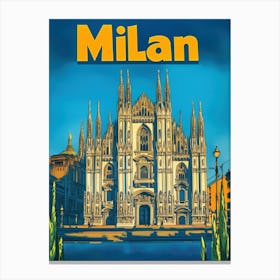 Aihrgdesign A Vintage Travel Poster Of Milan 2 Canvas Print