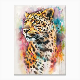 Leopard Colourful Watercolour 1 Canvas Print