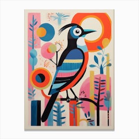 Colourful Scandi Bird Magpie 3 Canvas Print